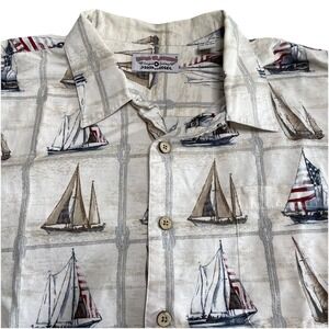 Nova Classics Shirt Mens 2XLT Short Sleeve Sailboats American Flag July 4th